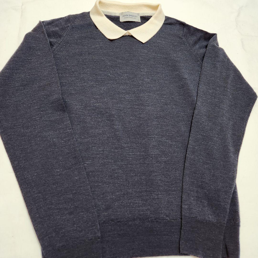 ジョンスメドレー　バイカラークレリックニットポロ