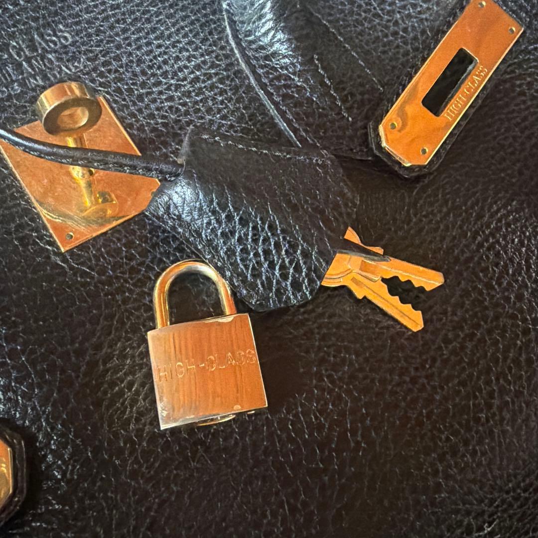 美品HIGH CLASSブラックレザートートバッグ