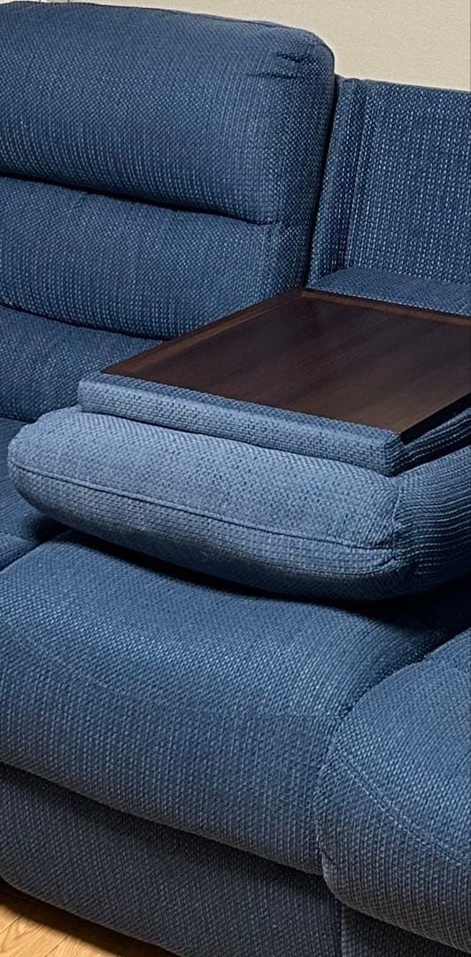 『kana』ネイビー 3人掛けリクライニングソファ