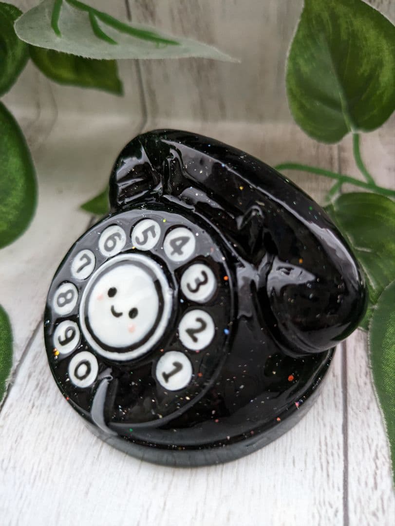 【つる927】まっくろくろの黒電話ちゃん形オルゴナイト☆他６点