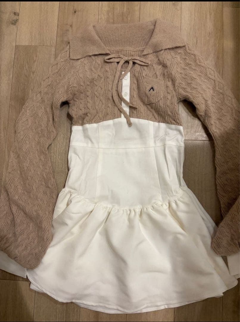 ANDMARY Tess blouse mini dress ベージュ