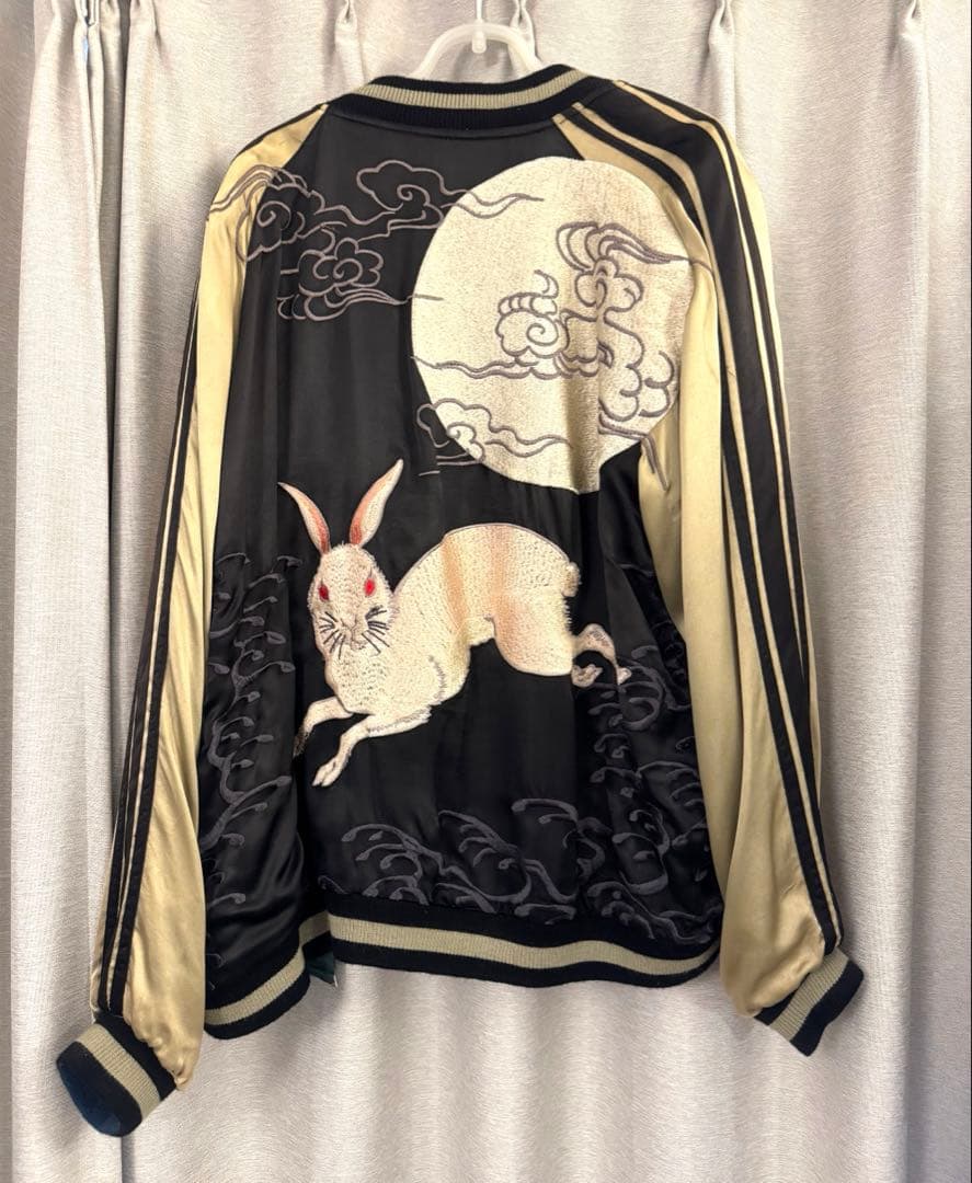 花旅楽団　刺繍　リバーシブル　スカジャン　月に兎　蓮に金魚　Lサイズ