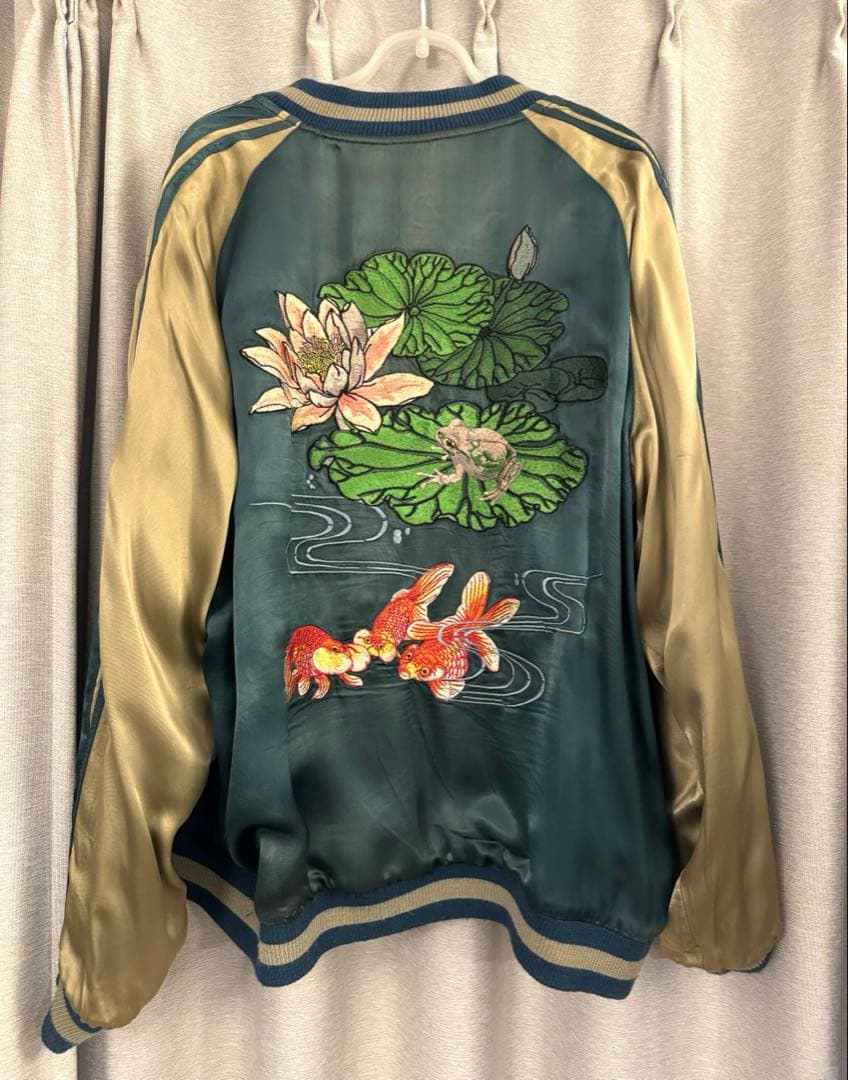花旅楽団　刺繍　リバーシブル　スカジャン　月に兎　蓮に金魚　Lサイズ