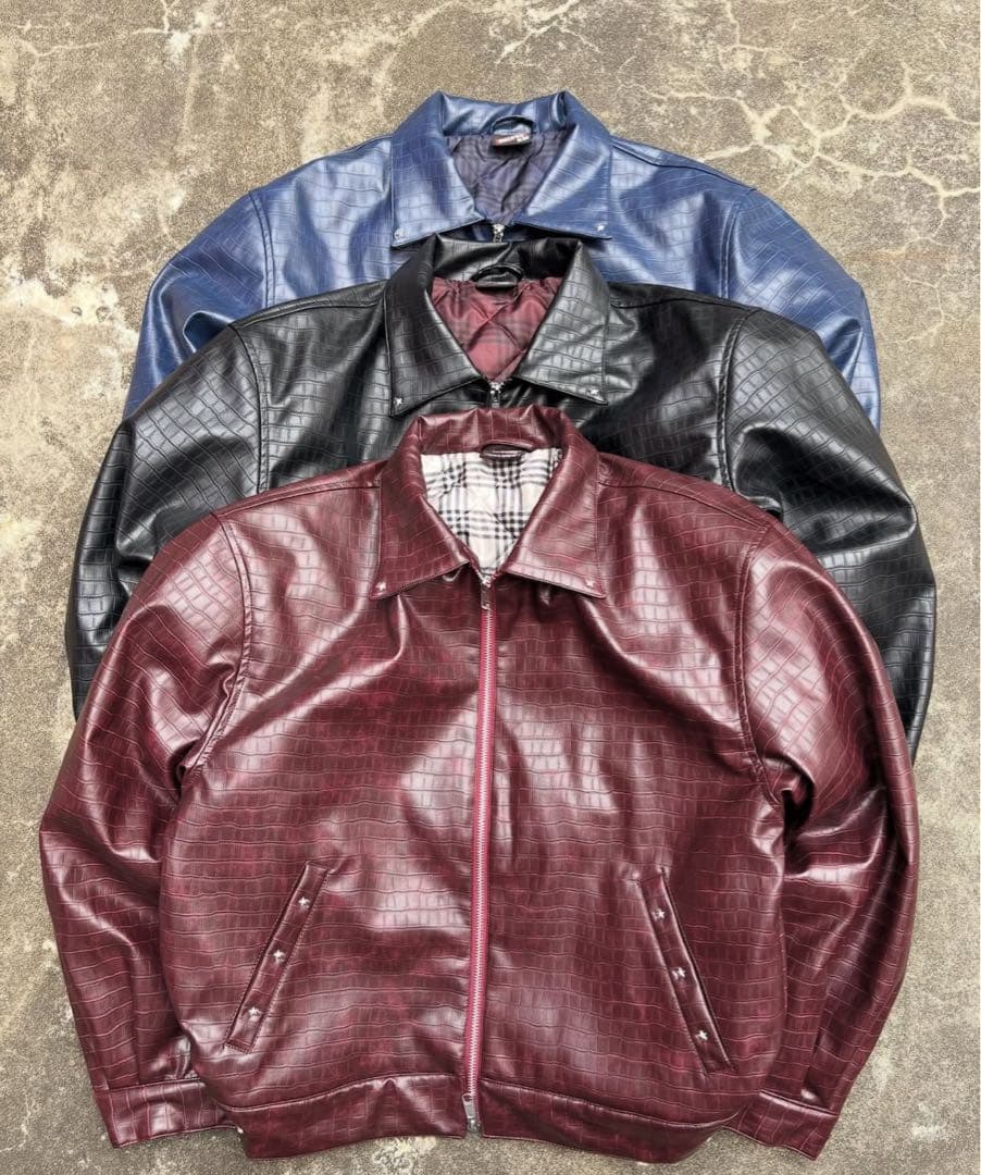即完品　BELVET Croc-Embossed Leather Jacket