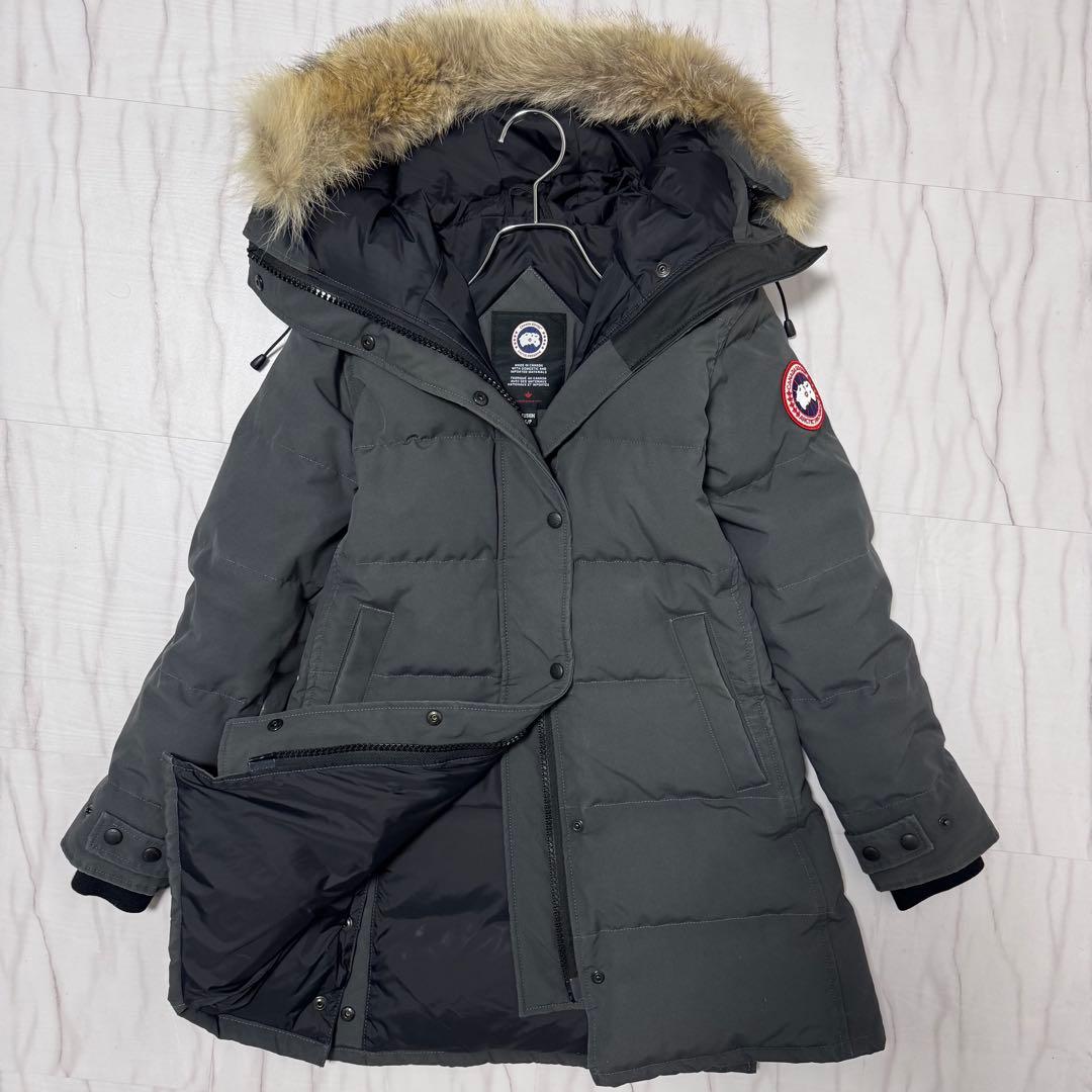 カナダグースシェルバーンパーカー ダウンコート コヨーテファー グレー Sサイズ