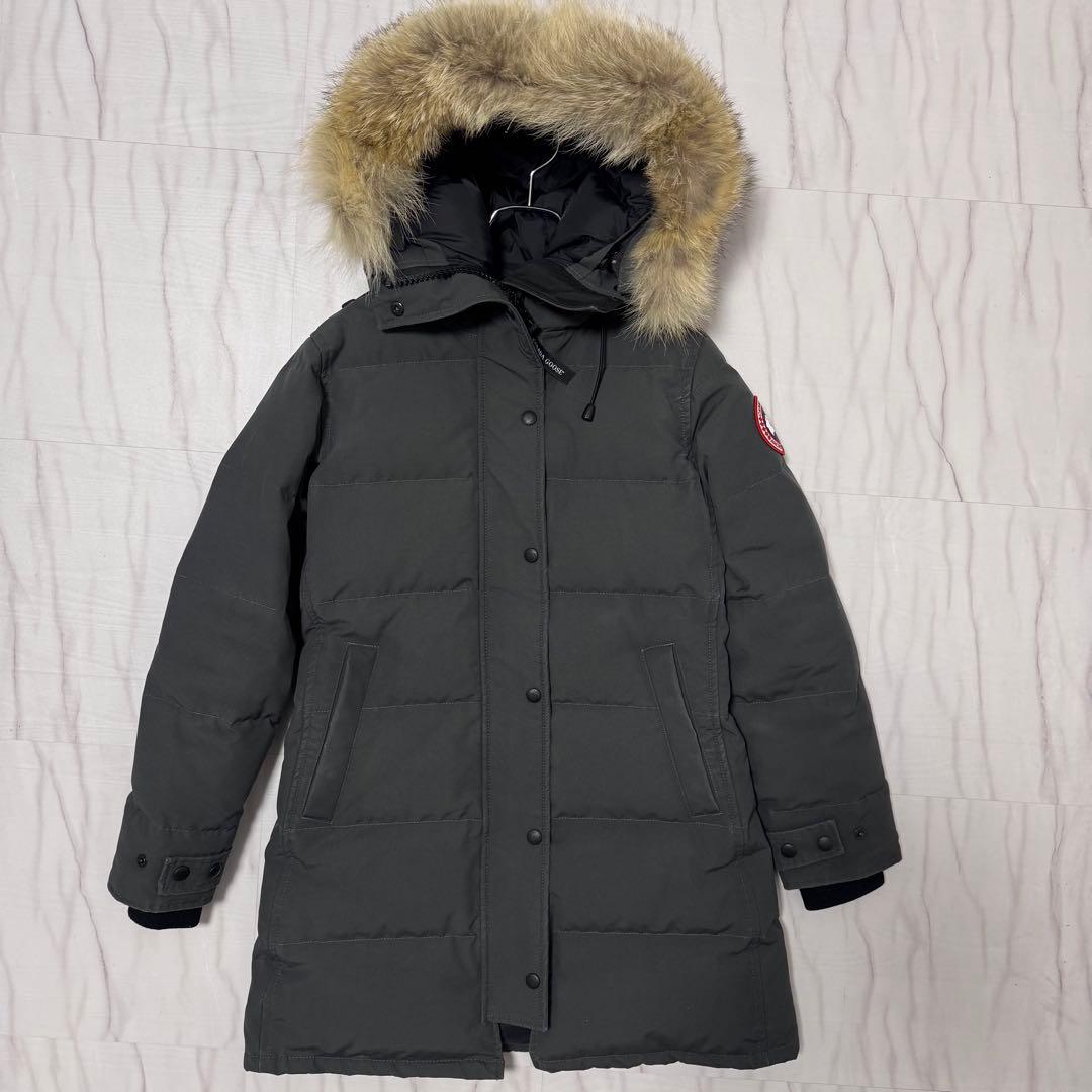 カナダグースシェルバーンパーカー ダウンコート コヨーテファー グレー Sサイズ