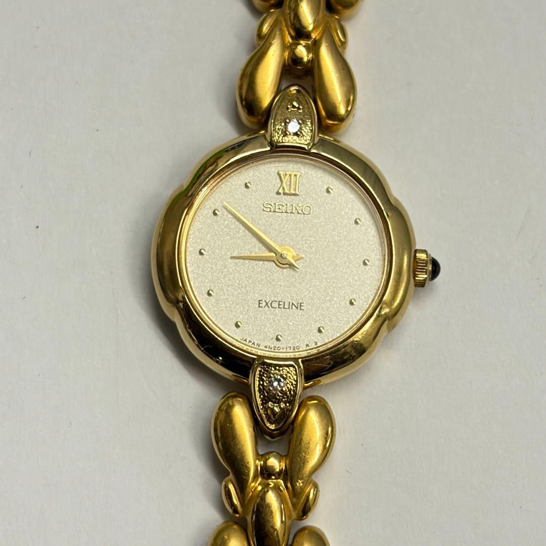 タ*ー様 美品 SEIKO Exceline レディース腕時計 2Pダイヤ入 ゴ