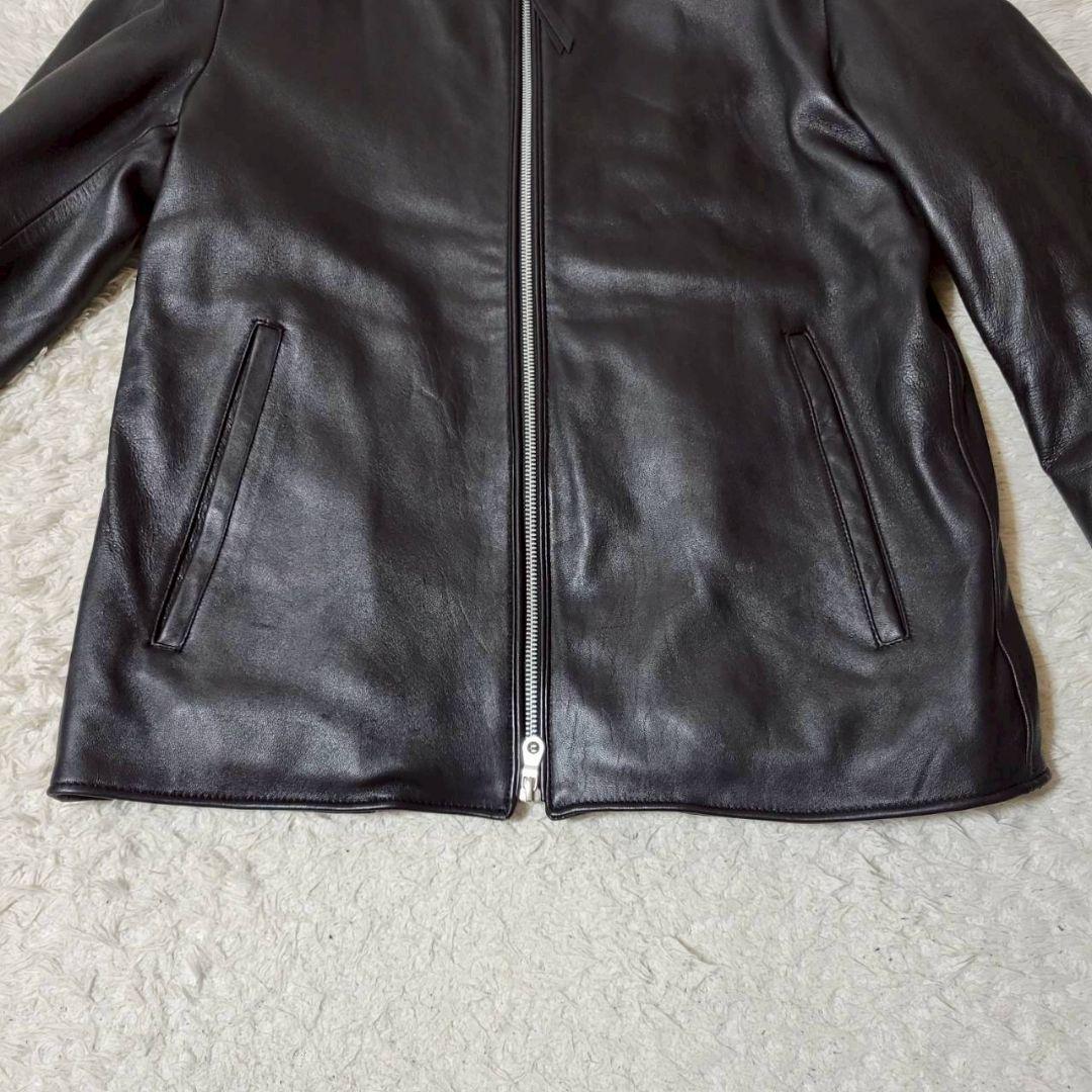 美品✨　ナノユニバース シングルライダース ラムレザージャケット XL 黒 羊革
