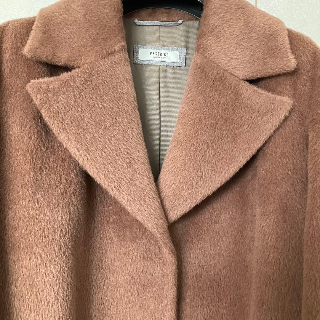 【美品⭐️PESERICO】イタリア製モカカラーシャギーチェスターコート　40