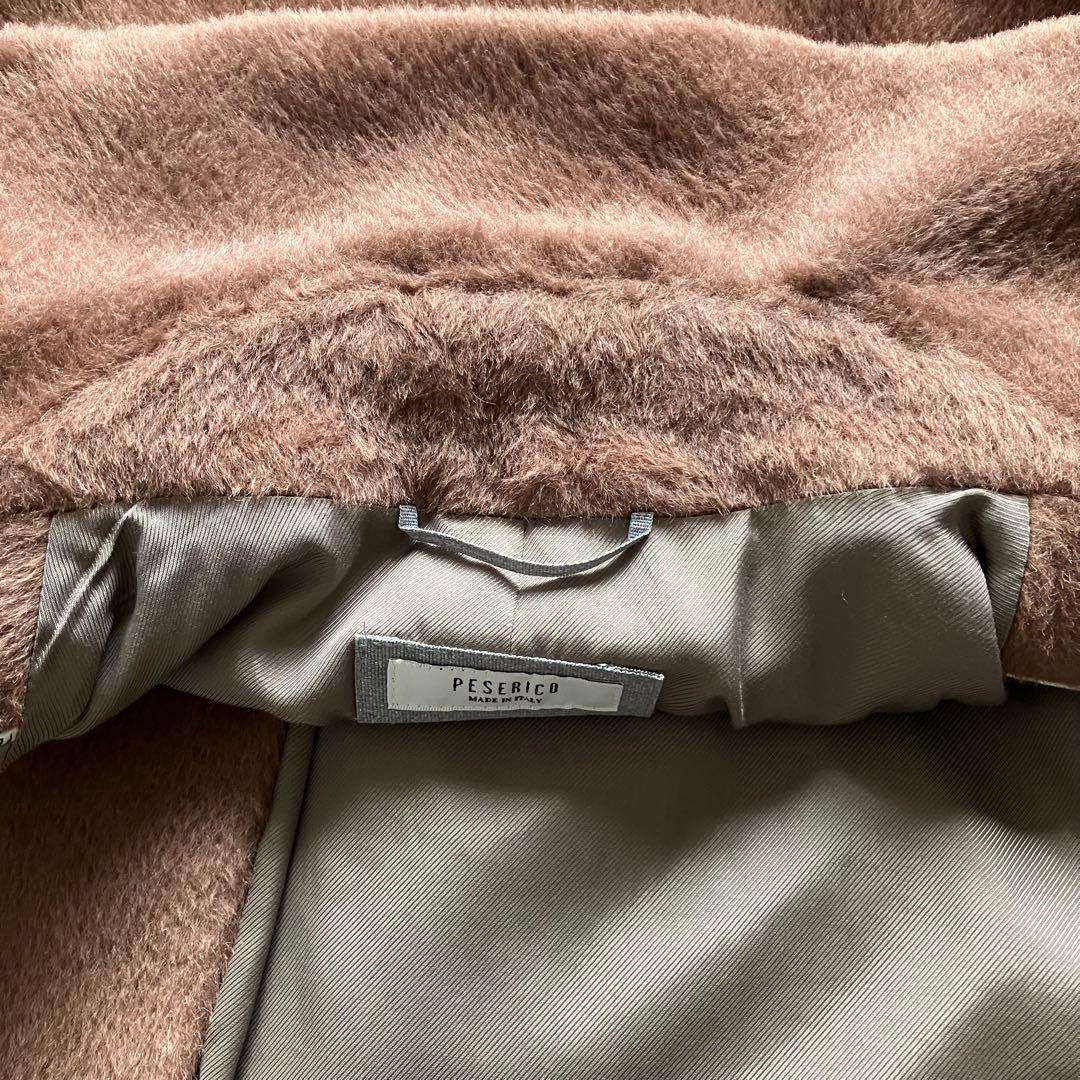 【美品⭐️PESERICO】イタリア製モカカラーシャギーチェスターコート　40