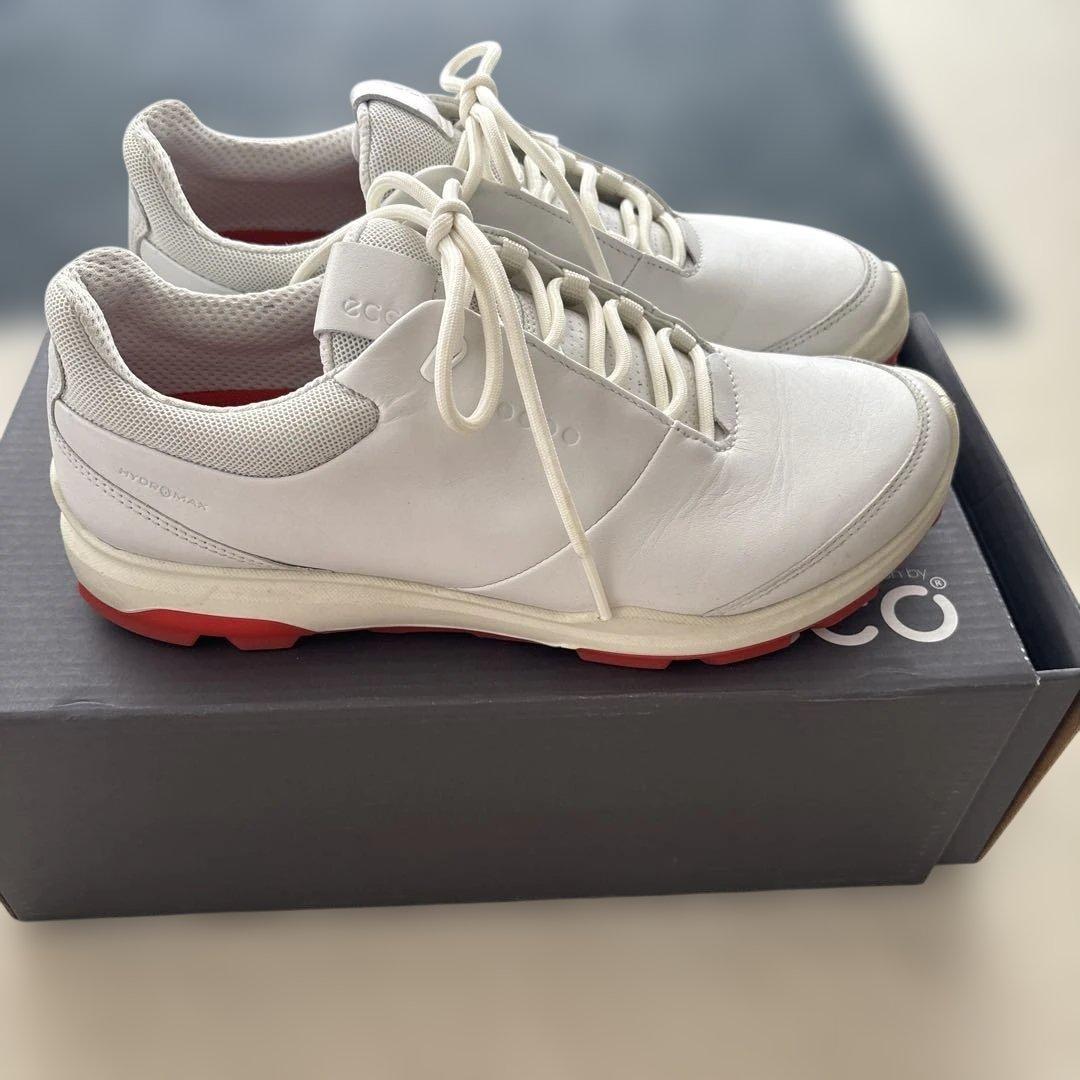 【美品】Ecco ゴルフシューズ ホワイト/レッド　24センチ