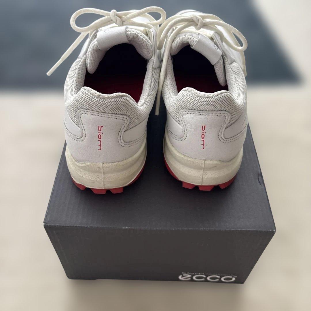 【美品】Ecco ゴルフシューズ ホワイト/レッド　24センチ