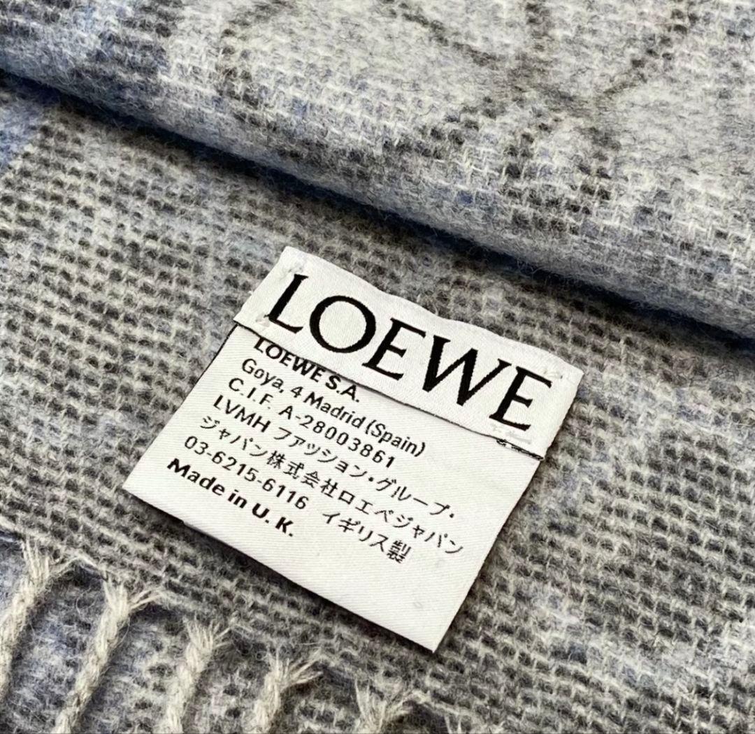 ちぃ様LOEWE グレー＆ブルーチェックウールスカーフ