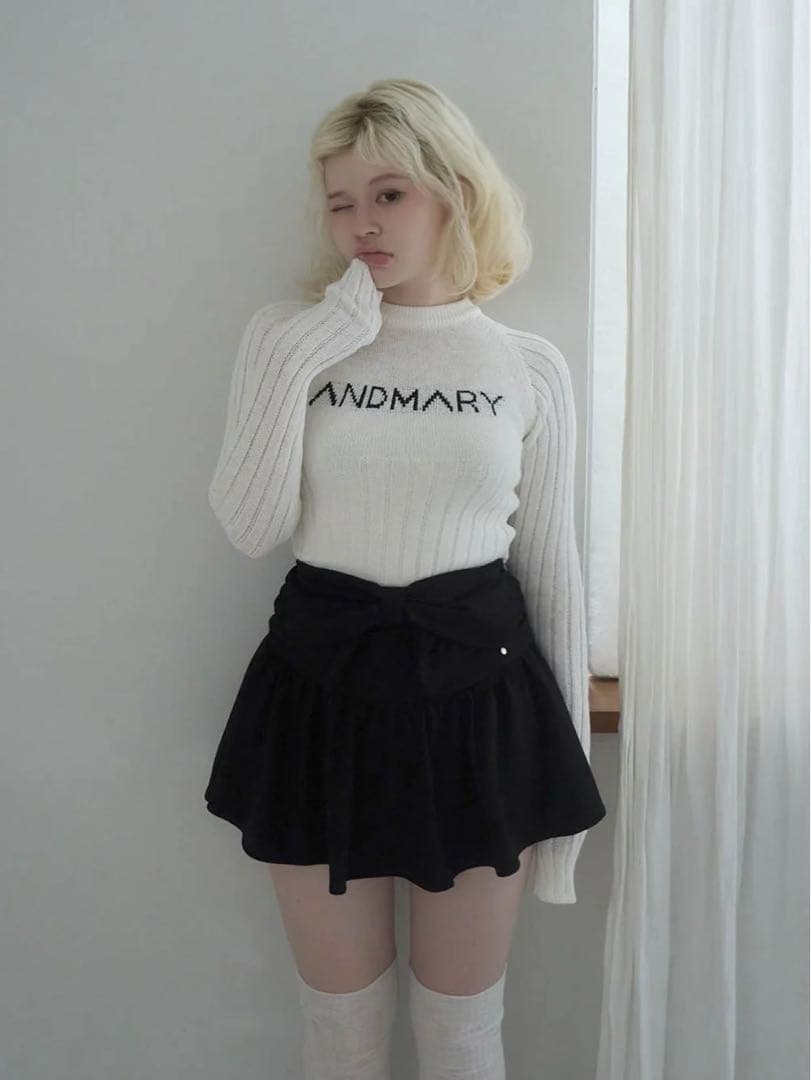 プ*読様 【新品】andmary アンドマリー　ホワイト　ニット　フリーサイズ