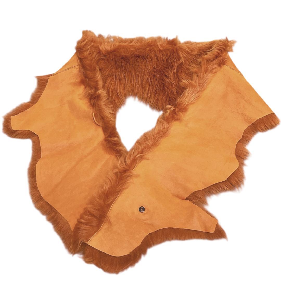 新品 カールドノヒュー ムートンマフラー ストール AMBER オレンジブラウン