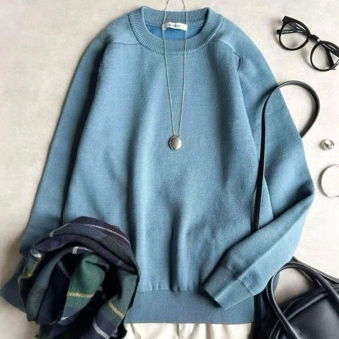 美品▲SLOANE スローン//12G天竺ダブルフェイスニットセーター
