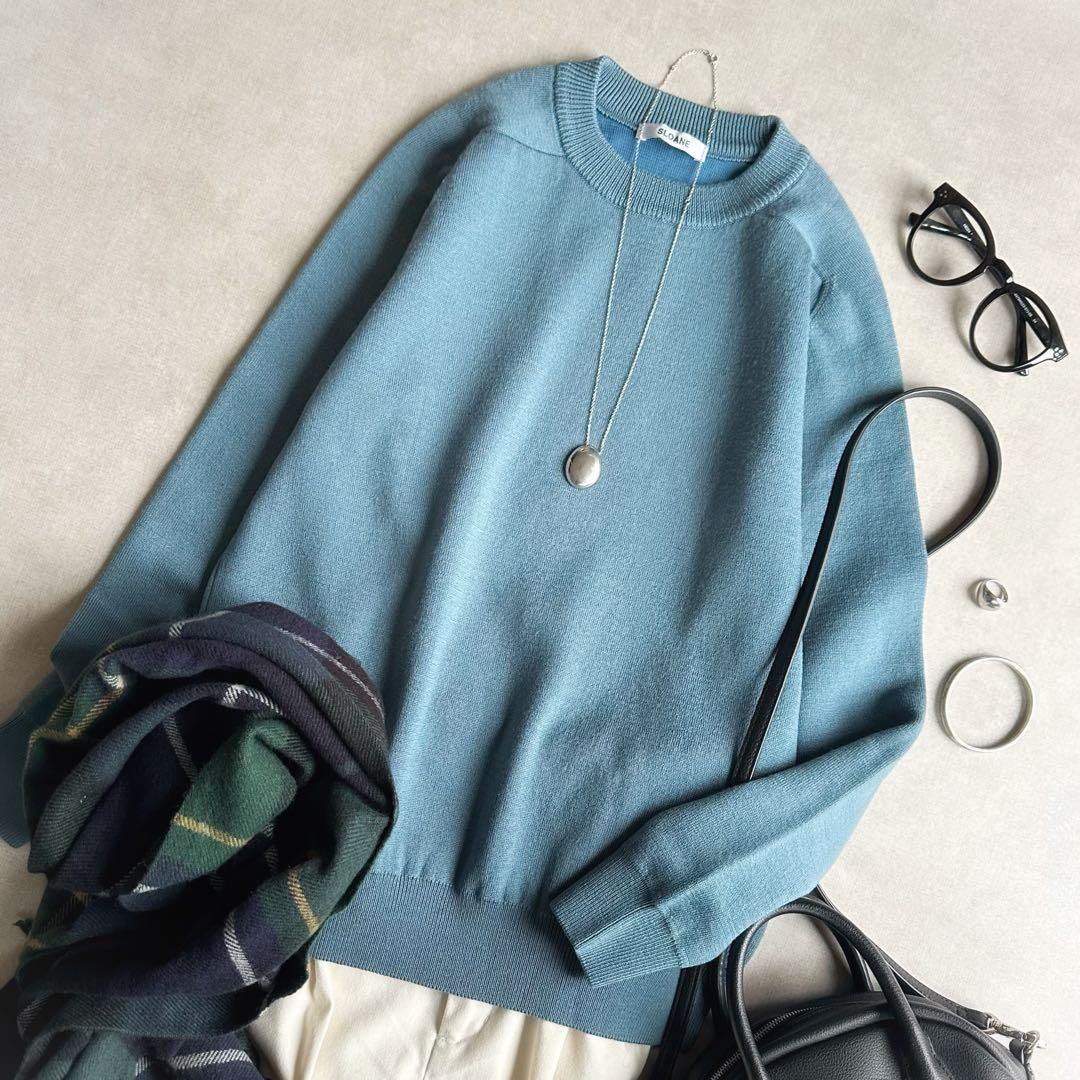 美品▲SLOANE スローン//12G天竺ダブルフェイスニットセーター
