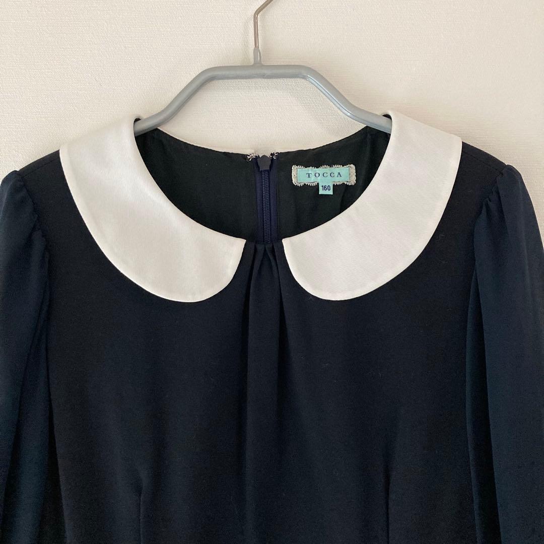 【美品】TOCCA　ネイビー リボンフォーマルワンピース 160
