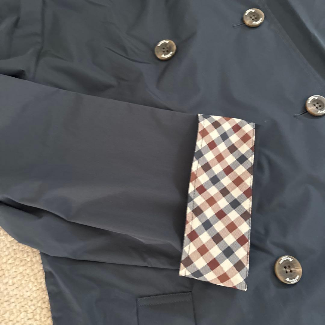 Aquascutum ネイビー ダブルJAL機内販売レインコート