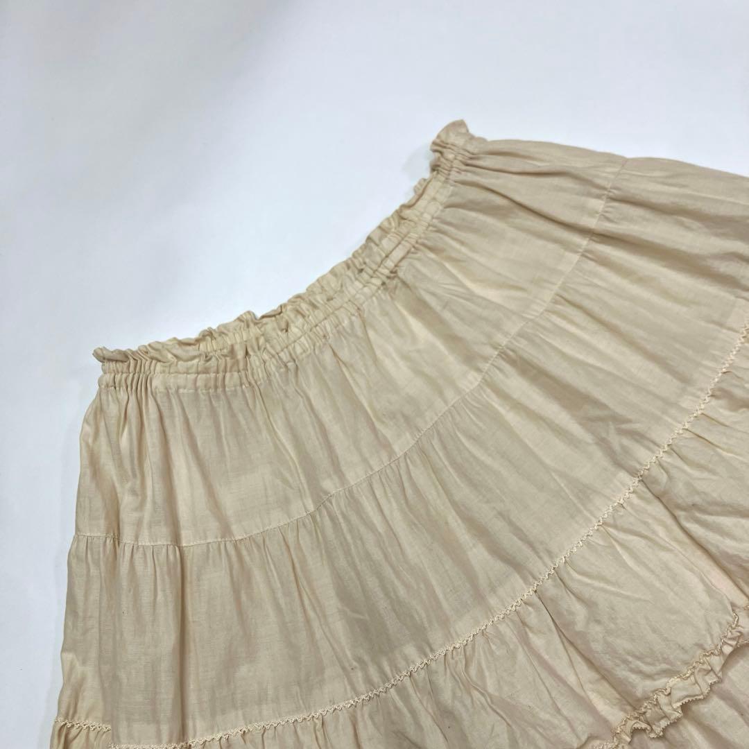 【美品】ピンクハウス 生成 レース ピコフリル使い 段々フリルスカート