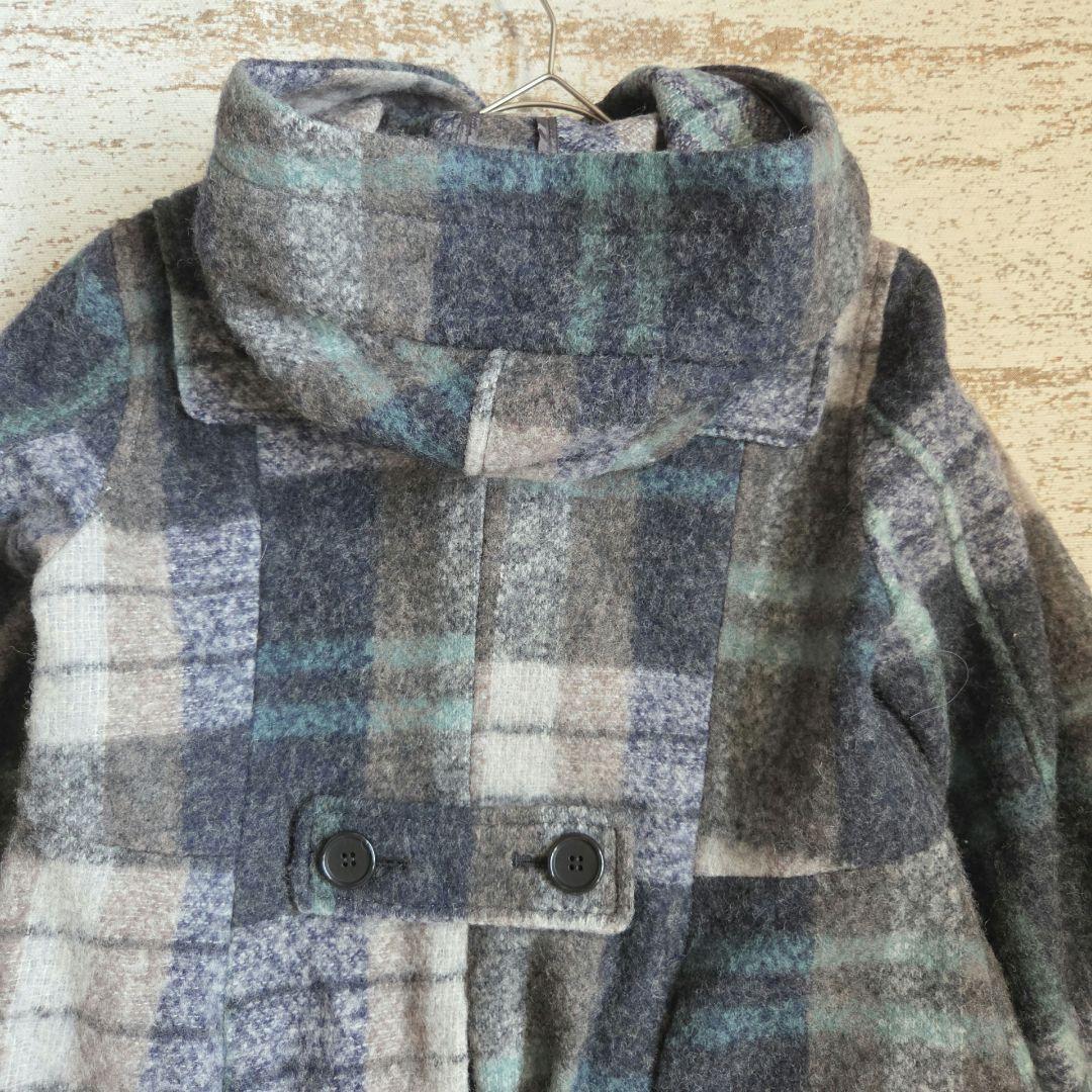Haru◆Le-Fluy/アコーレ　◆良品◆ウールダッフルコートチェック柄