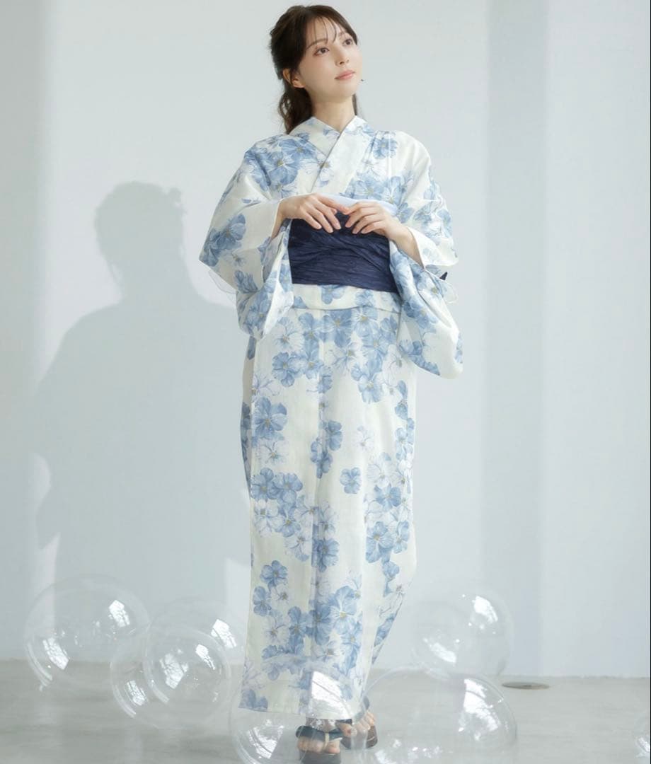 Dita 1人で着られる浴衣セット　ネイビー