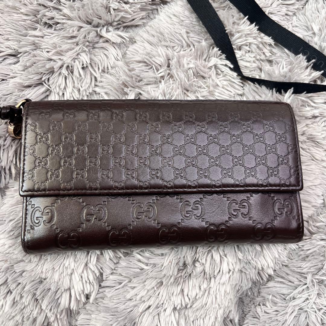 良品✨GUCCI シマ　インターロッキング　ダークブラウン　長財布　メンズ