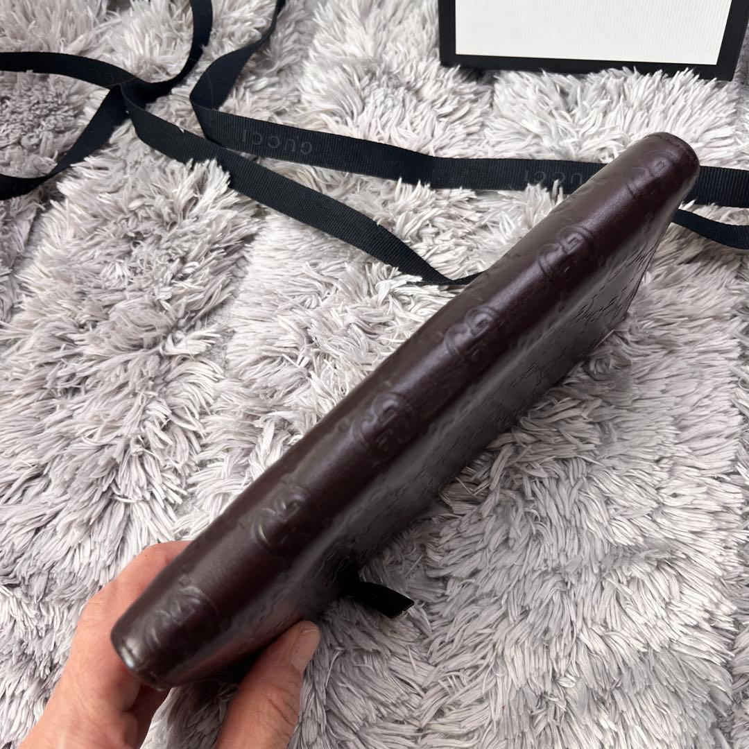 良品✨GUCCI シマ　インターロッキング　ダークブラウン　長財布　メンズ