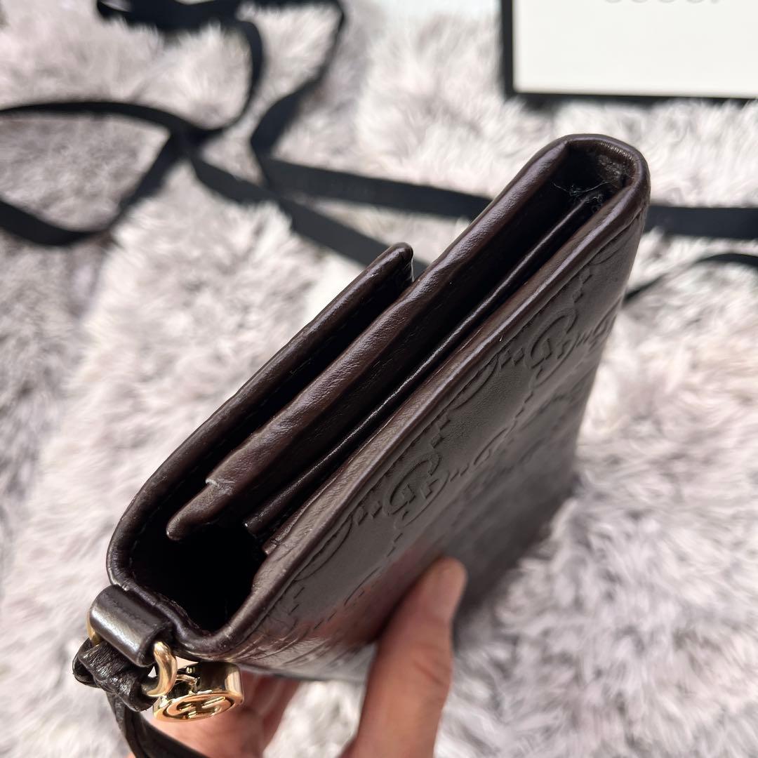 良品✨GUCCI シマ　インターロッキング　ダークブラウン　長財布　メンズ