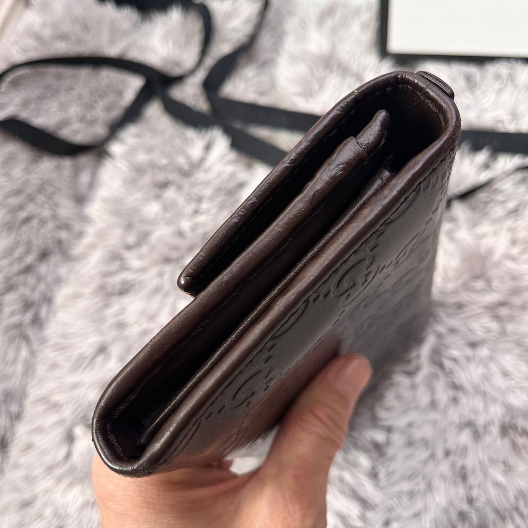 良品✨GUCCI シマ　インターロッキング　ダークブラウン　長財布　メンズ