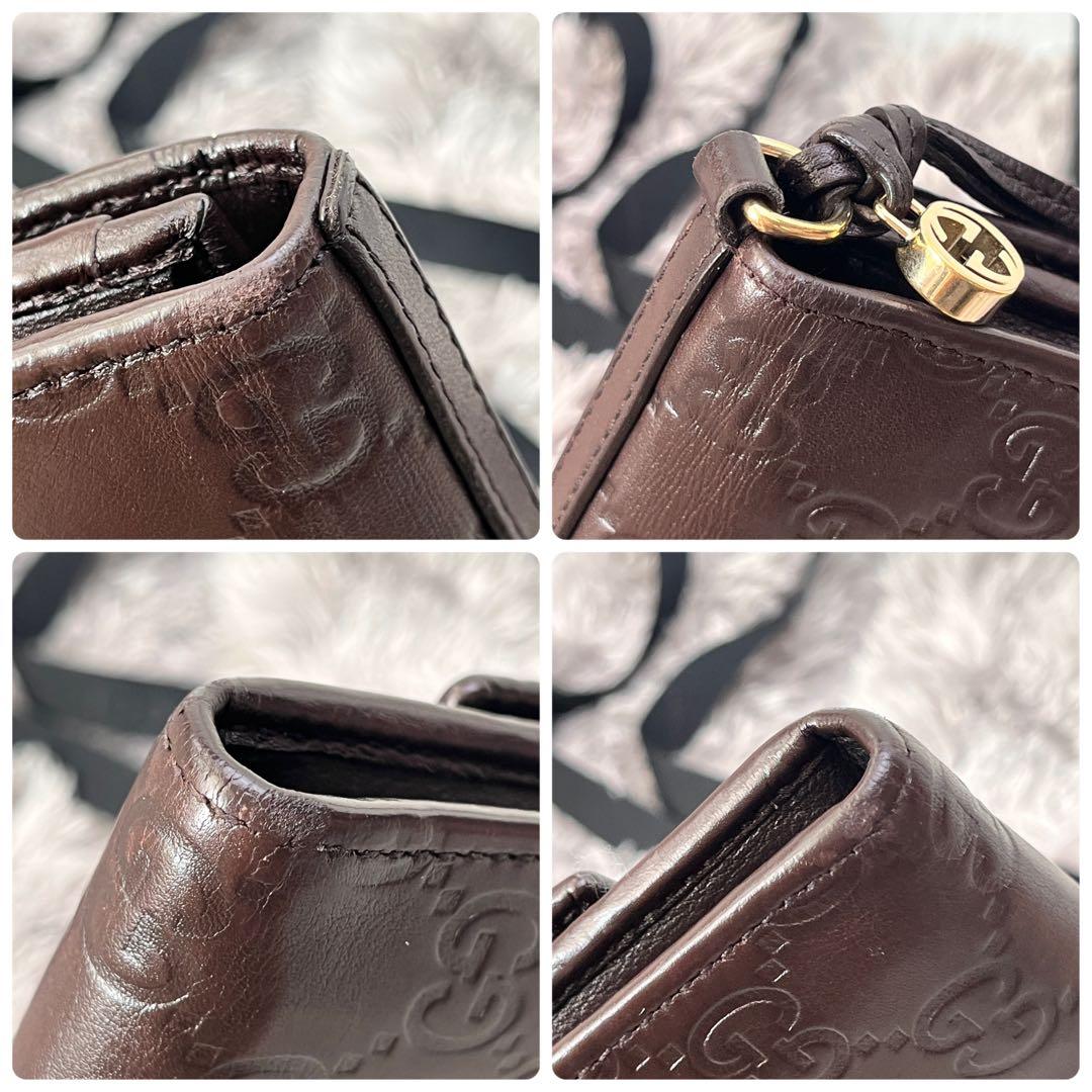 良品✨GUCCI シマ　インターロッキング　ダークブラウン　長財布　メンズ