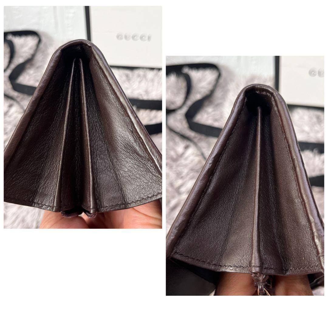 良品✨GUCCI シマ　インターロッキング　ダークブラウン　長財布　メンズ