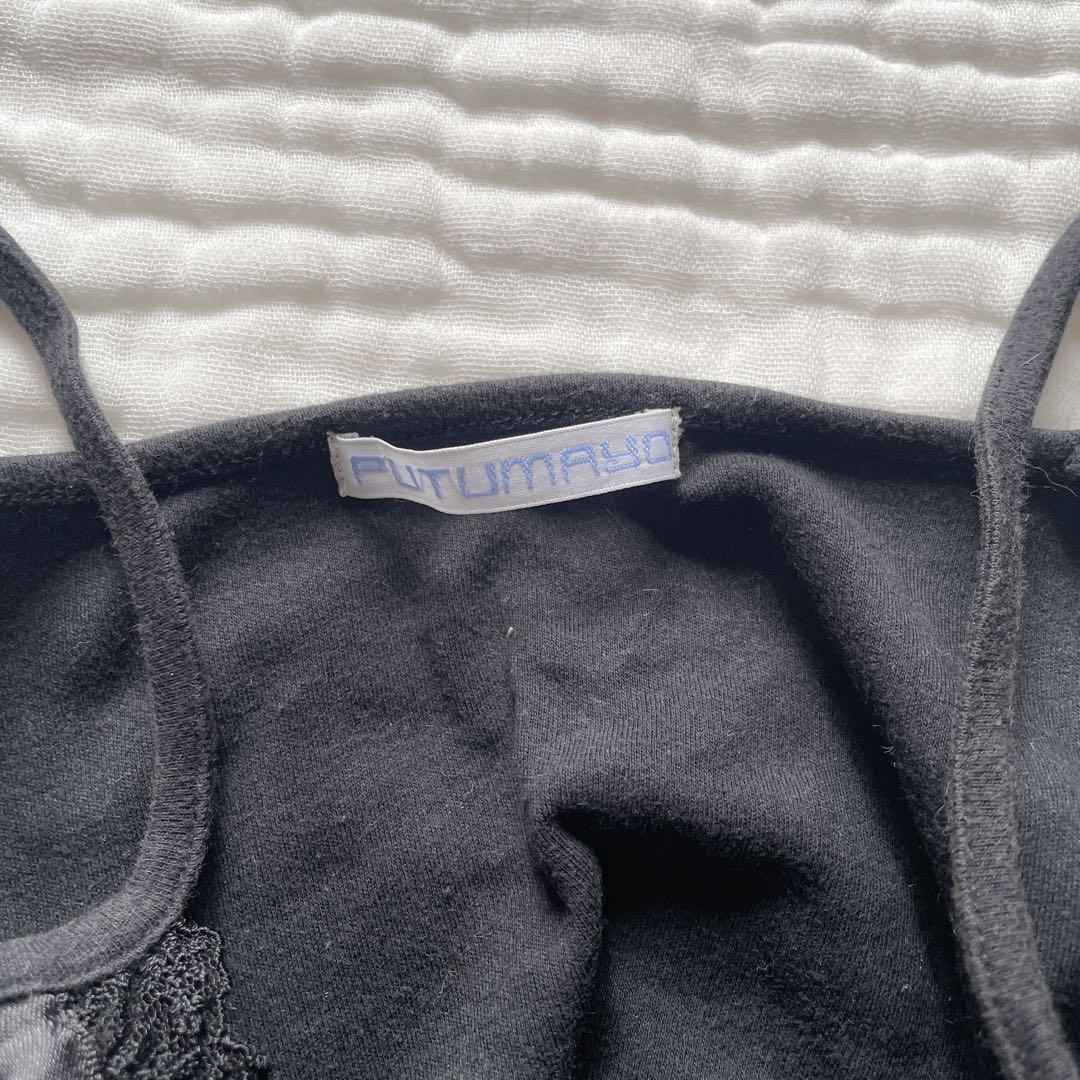 00s 希少 putumayo リボン異素材切り替えプリントフリルキャミ v系