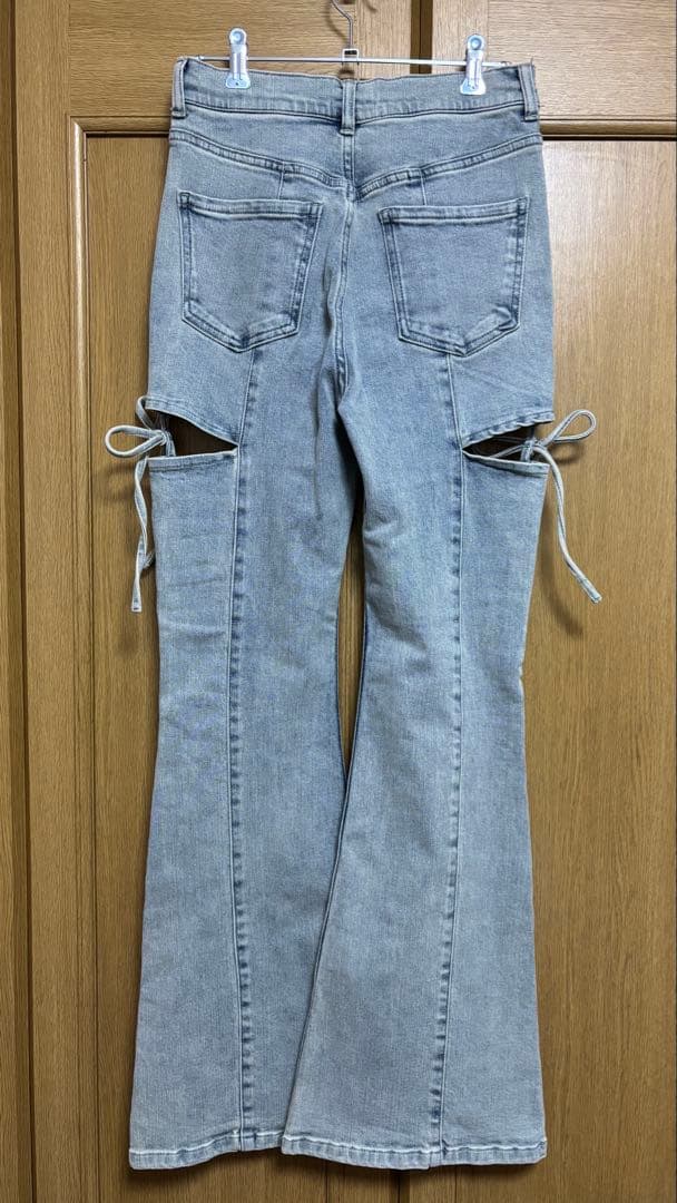 【タグ付き】RESEXXY カットアウトリボンデニムパンツ アイスブルー M