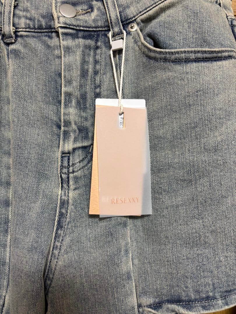 【タグ付き】RESEXXY カットアウトリボンデニムパンツ アイスブルー M