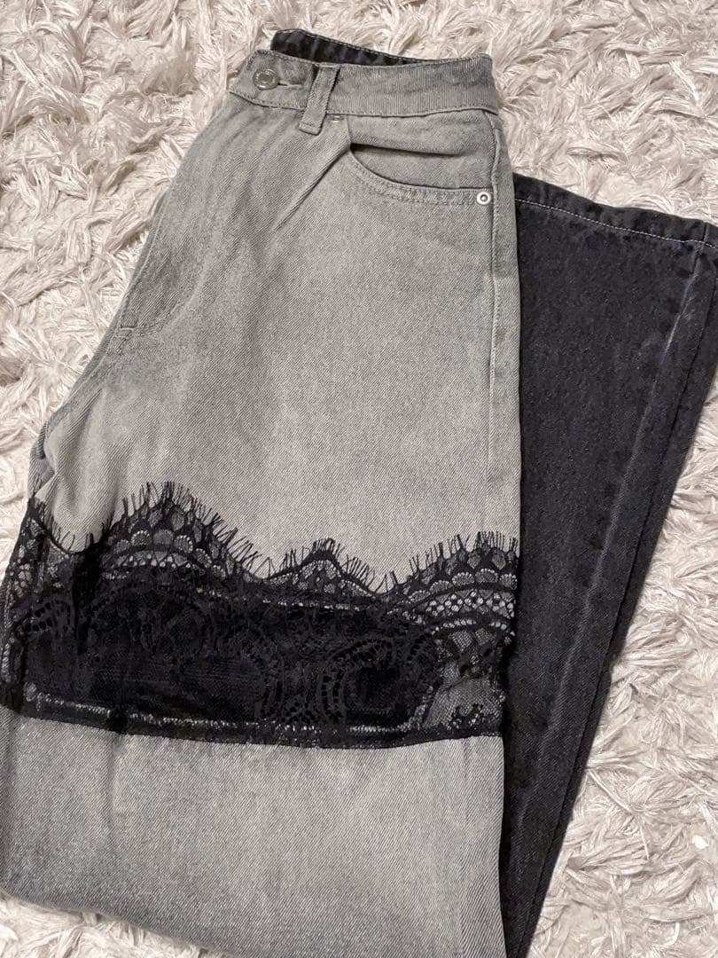 お値下げ❗️Darich スカラップレースデニムロングパンツ
