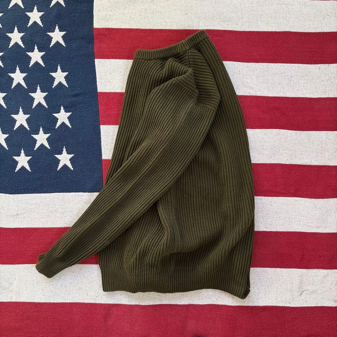 L.L.Bean コットンニット 畦編み リプ編みセーター オリーブ L-XL