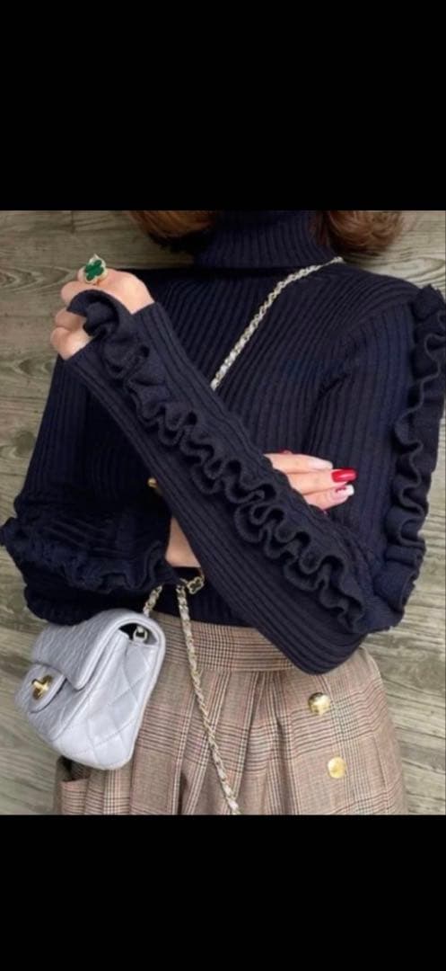 cygne シーニュ lily 袖 フリルタートル ニット