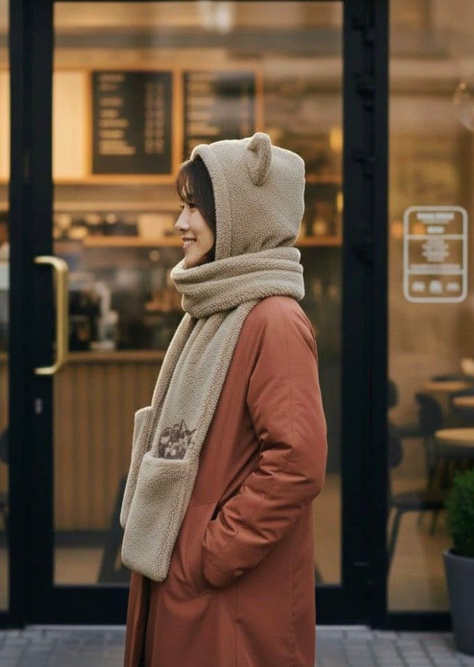 ☆★わちふぃーるど ダヤン 猫耳フーディポケット付きマフラー ★☆