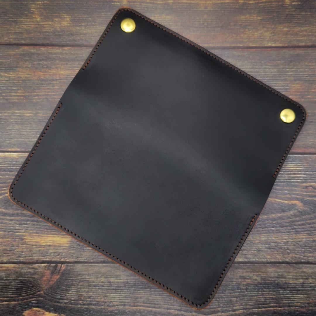 ロングトラッカーウォレット 栃木レザー ハンドメイド 本革 茶芯ブラック