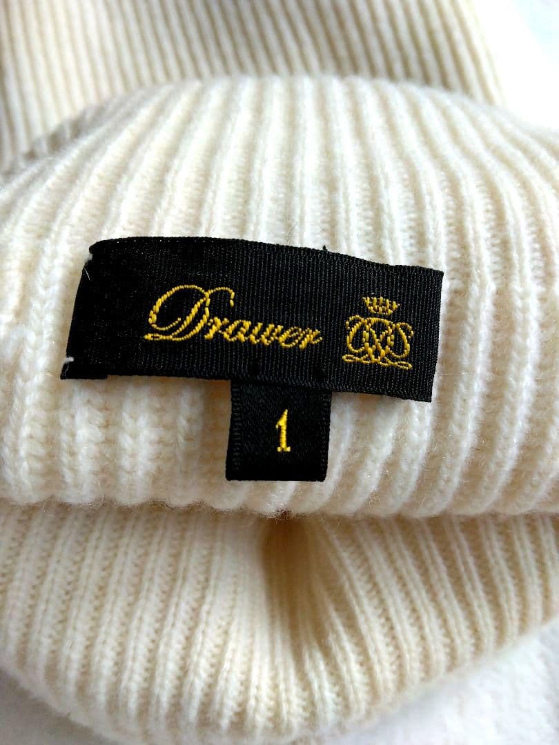 Drawer　ウールカシミヤ　リブ編み　タートルネックニット　長袖　S