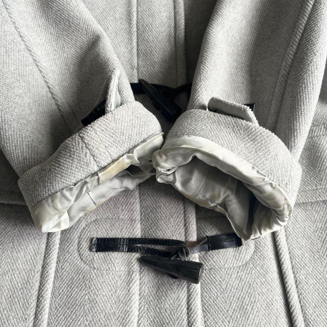 バーバリーロンドン ダッフルコート ヘリンボーン ノバチェック 牛革 グレー L