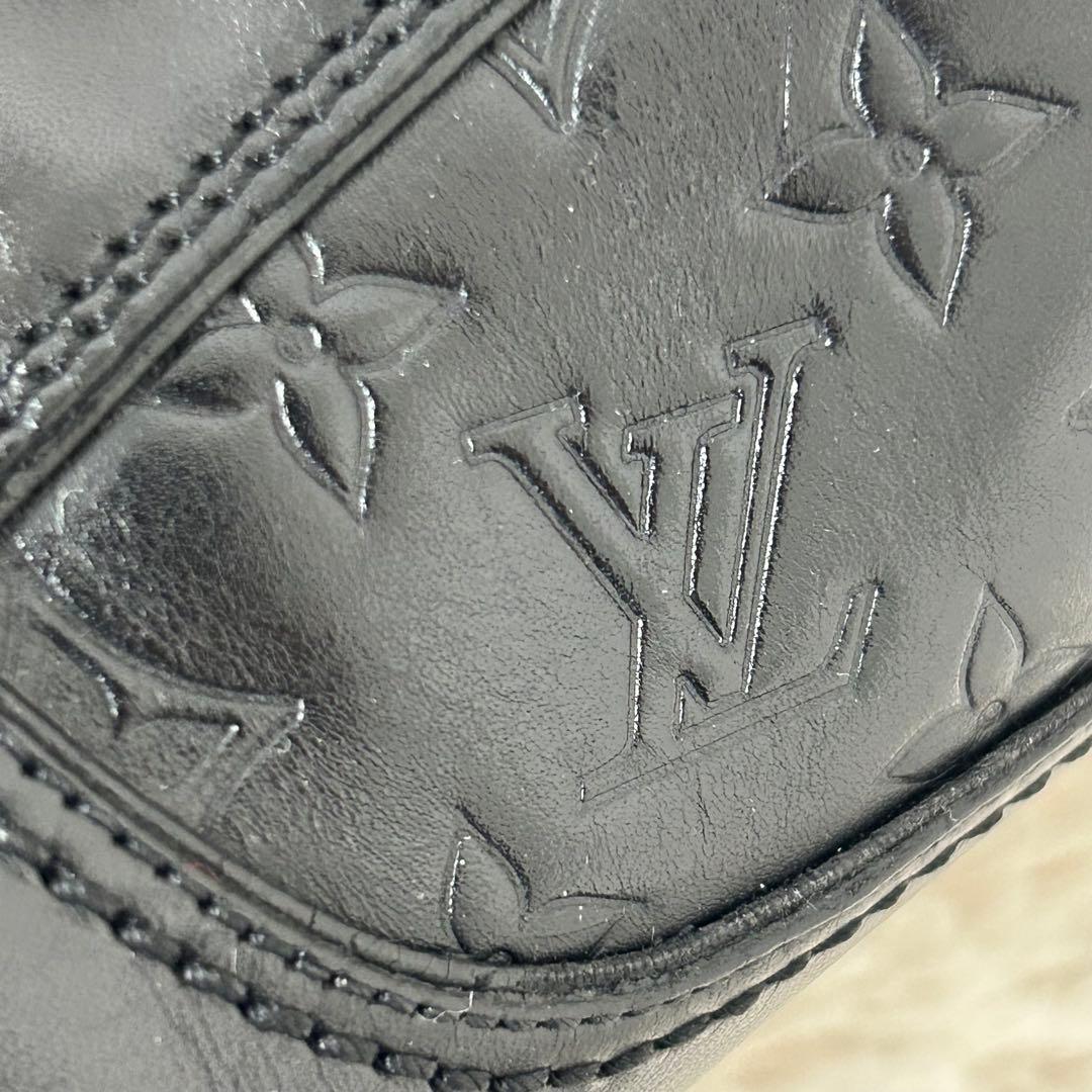 美品 ルイヴィトン ジャーマントレーナー レザー スニーカー 黒 モノグラム 7
