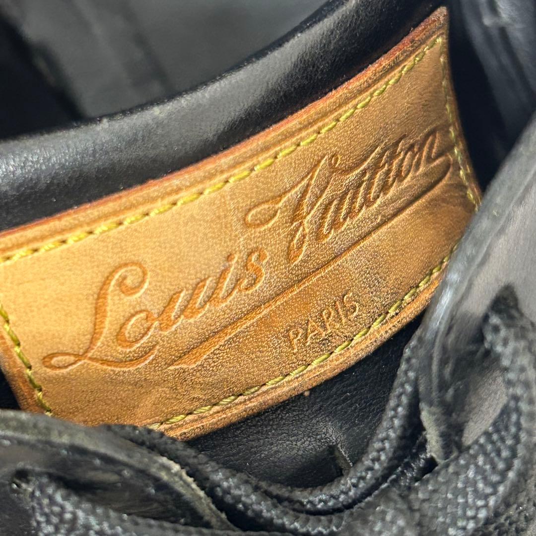 美品 ルイヴィトン ジャーマントレーナー レザー スニーカー 黒 モノグラム 7