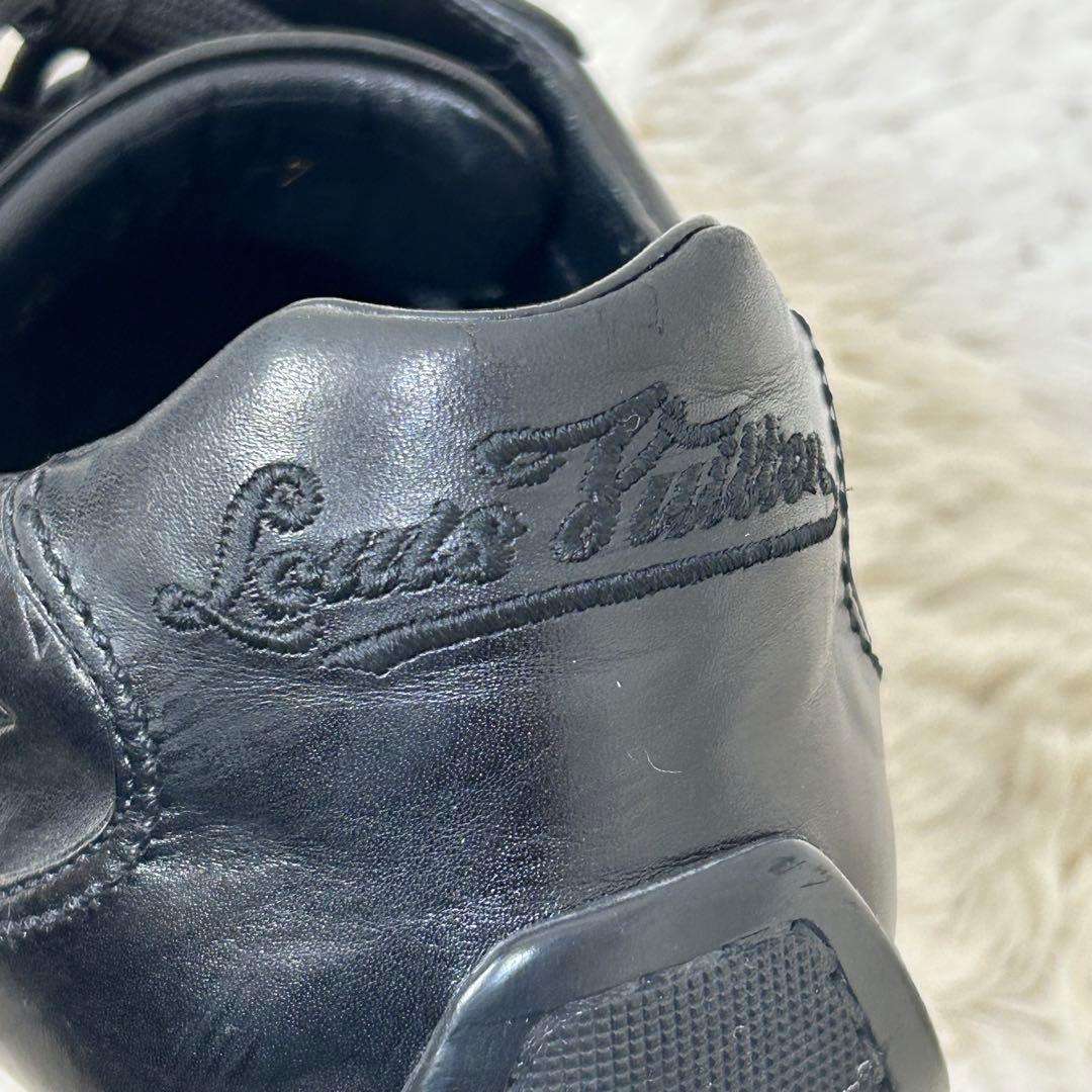 美品 ルイヴィトン ジャーマントレーナー レザー スニーカー 黒 モノグラム 7