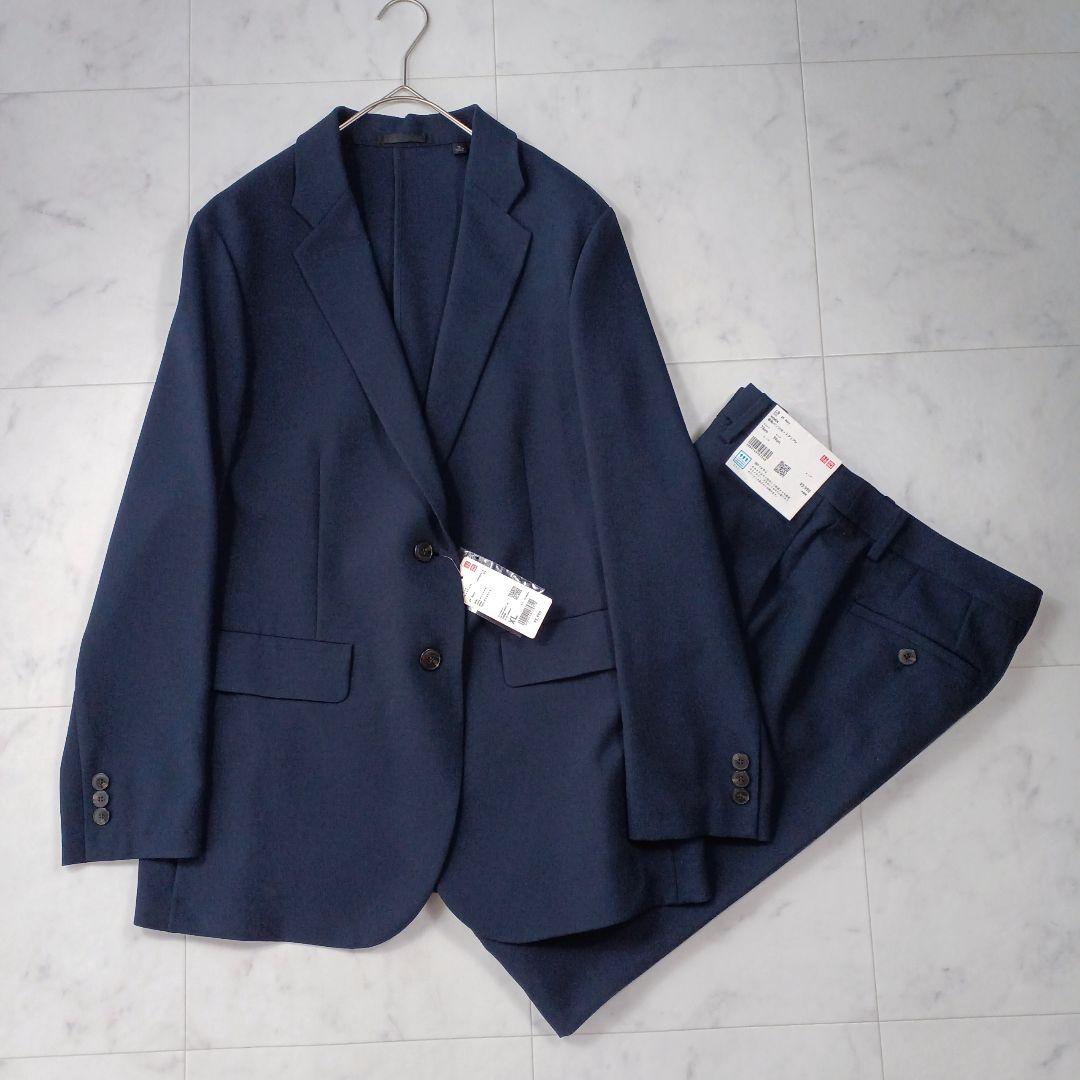 新品タグ付き ユニクロ 感動パンツスーツ ネイビー XL/ウエスト73cm