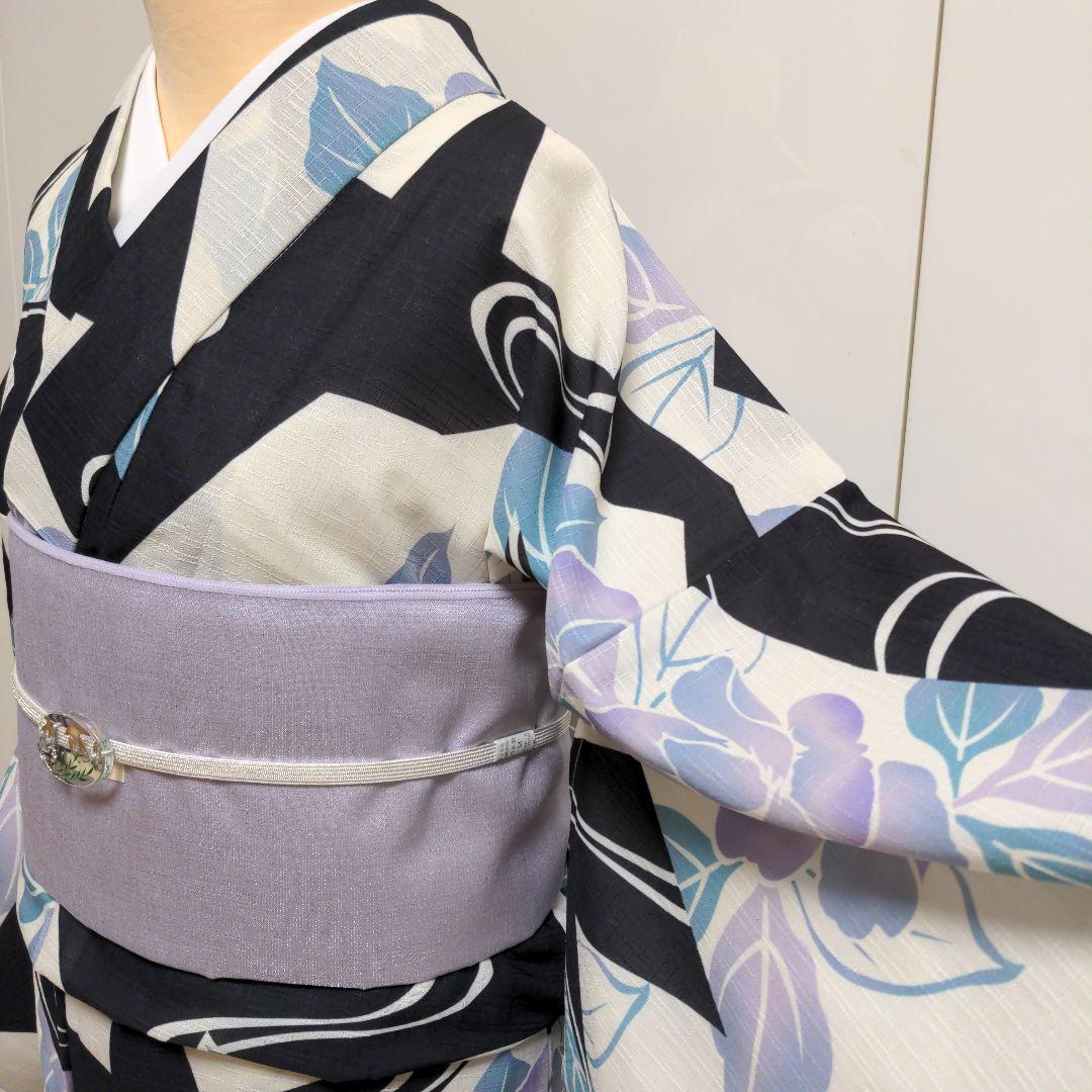 太陽様　確認用！浴衣 黒白幾何学模様 薄紫　ゆかた　Mサイズ
