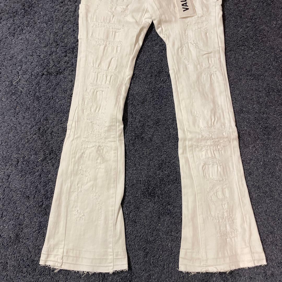 valabasasバラバサス クラッシュリペアスキニーフレアデニム ホワイト30