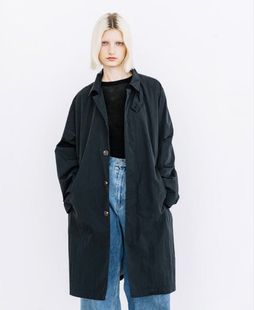 撥水】ステンカラーコート【WCJ-JF-066BLK】