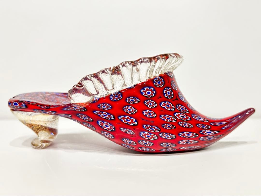 レトロポップ ベネチアンガラス ムラーノ ミルフィオリ 靴 花 ペーパーウエスト